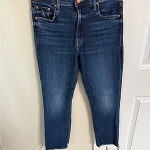 MOTHER Dark Blue Cropped Ankle Jeans